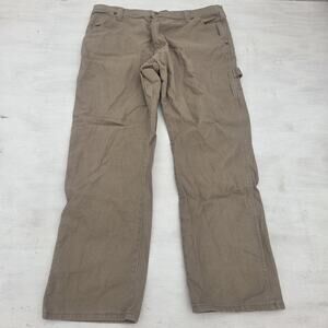 Wrangler Jeans Mens 38x32 Beige Denim Carpenter Workwear Utility Stretch